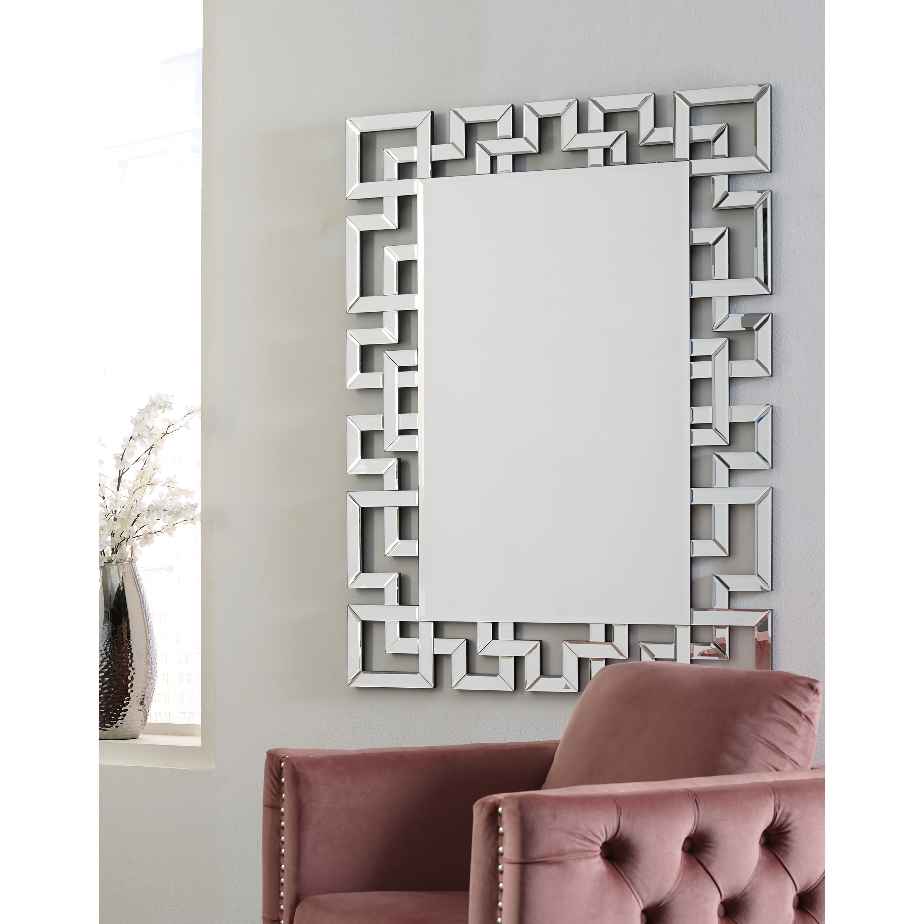 Ashley furniture a8010123 lucia 2025 antique silver finish accent mirror